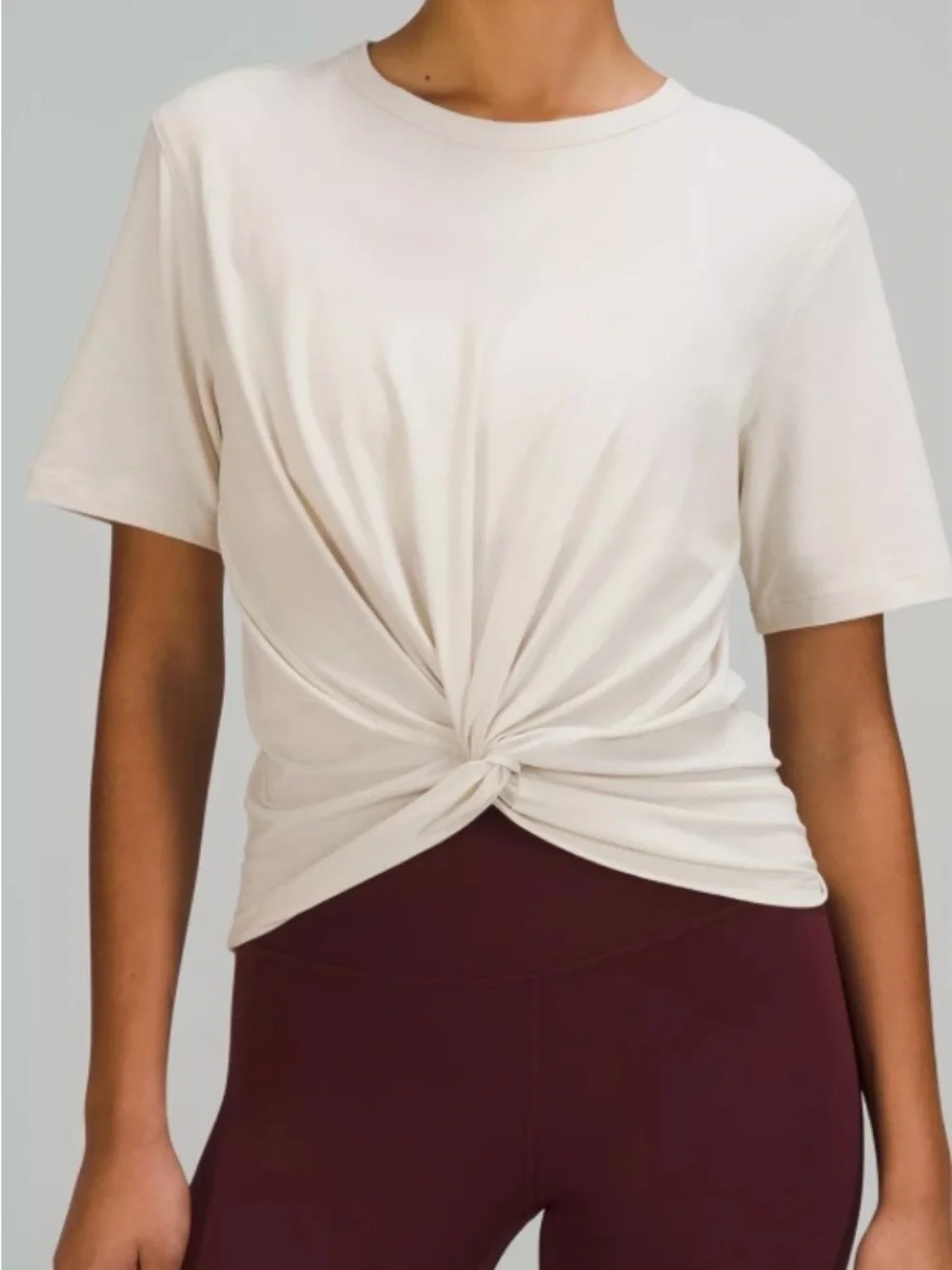 Lululemon Crescent Pima Cotton Twist Front Tee White M/L